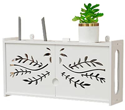 MNBVH Caja Router WiFi Pared, Caja Oculta Cables, Blanca Cajas Almacenamiento para Router y Cables, Estante para Router Pared Sin Taladro, Caja Organizador Cables Pared Decorativa, (Color:A)
