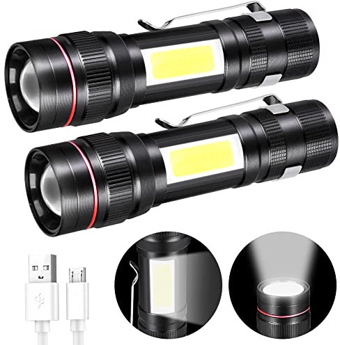 flintronic LED Taschenlampen, 1000 Lumen Wasserdicht Handlampe, 3 Modi Mini Taschenlampe, Zoombarer Fokus Superhelle Taktische Taschenlampe für Kinder, Geschenk, Angeln, Notbeleuchtung (USB-Kabel)