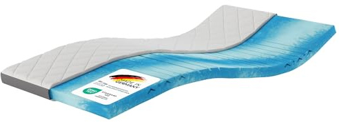 MSS e.K. Karo Gel 7 Zonen Premium Matratzentopper 140x200 cm, Topper aus Gelschaum, rutschfeste Memory Foam Bettauflage mit atmungsaktivem Bezug, weiche Matratzenauflage 140 x 200 x 8 cm