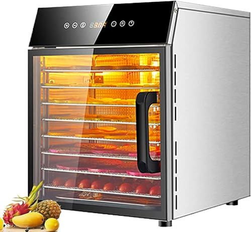 LMEIL 8 Tray Food Dehydrator, with Digital Time & Temperature Control, Stainless Steel Electric Fruit Dried Machine, Commercial Drying Fruits Machine for Fish Vegetables Meat Jerky Herb