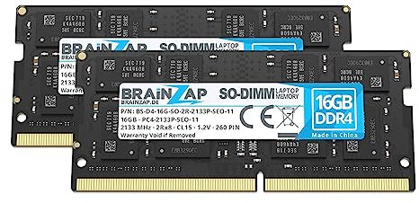 BRAINZAP Memoria RAM SO-DIMM PC4-2133P-SEO-11 2Rx8 2133 MHz 1.2V CL15 per notebook portatile Unbuffered Non-ECC (2X 16GB)