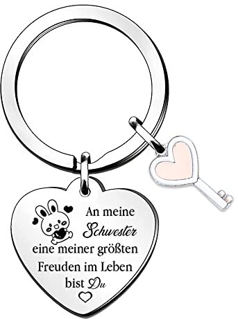 Schwestern Schlüsselanhänger Familie Liebe Schätzen Schlüsselring Geburtstags Geschenk Frauen Abschluss begleiten Andenken Weihnachts Niedlich Kaninchen Niedlich Größten Freuden im Leben Bist Du