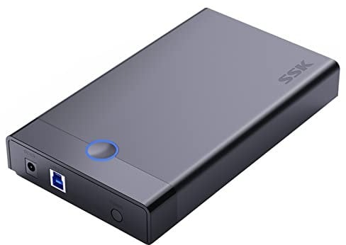 SSK Case Esterno Hard Disk 3.5, USB 3.0 Enclosure Hard Disk Esterno Case per 2,5 3,5 pollici SATA SSD/HDD fino a 20TB Supporta UASP TRIM per Windows Linux Mac OS, PS4, Xbox