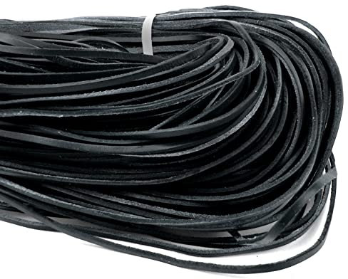 esnado Lederband Flach Eckig 3 mm x 2 mm Schwarz Länge: 5 Meter