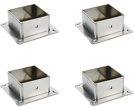 Wealrit 4 Pcs Square Post Bases Stainless Steel Flange Anchor Bases Heavy Duty Post Brackets for Fence Deck Railing Support(2 x 2)