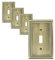 TREEWELL 4-Pack Single Toggle Light Switch Cover Plate, Pearls Decorative Switch Plate Covers, Antique Brass 1 Gang Metal Wall Plate, Corrosion Resistant