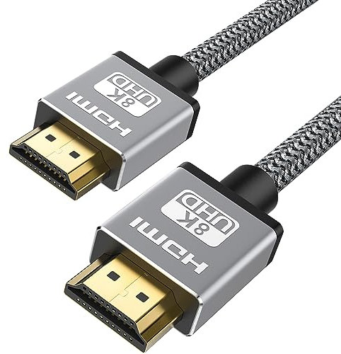 VICRATION HDMI 2.1 Cable 2m,Ultra High Speed 48gps Braided hdmi Cable VRR/ALLM/QFT 8K@60Hz,4K@120Hz,Dynamic HDR hdmi to hdmi Cable with Dolby Atmos,PS5/4,xbox series x Laptop to Monitor,tv