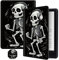 Slim Case for All-New 6 Kindle (11th Generation, 2022 Release E-Reader) + 1 Screen Clean Pad, Folding PU Leather Soft TPU Inner with Auto Wake/Sleep Case, Skull Headphones