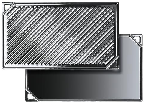 Denmay Plancha de hierro fundido 42 x 24 cm, antiadherente reversible para parrilla de gas, placa de hierro fundido para estufa de gas, horno, barbacoa al aire libre o hoguera, 1 unidad