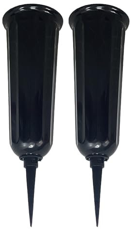 jyibinee Jarrones de cementerio, arreglos florales conmemorativos, 2 jarrones de cono de cementerio para arreglos florales elegantes junto a la tumba, estaca resistente, resistente a la intemperie,