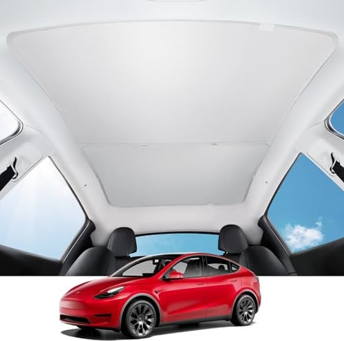 BASENOR 2020-2024 Tesla Model Y - Parasol de Techo de Cristal con Bolsa de Almacenamiento, Cubierta de Techo corredizo Que bloquea el Calor, protección Solar para la Parte Superior de la Ventana
