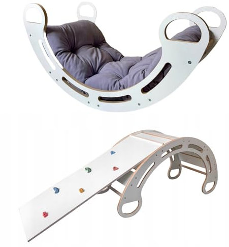 Slevobox Kinder Klettergerüst Indoor 85x41x39cm - Kletterdreieck mit Rutsche - Montessori Kletterbogen mit Kissen - Montessori Klettergerüst Kinderzimmer - Entwicklung der Motorischen Fähigkeiten