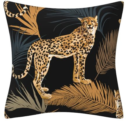 Kissenbezug 80x80 Leopard Grau Braun Kopfkissenbezug 80x80 Baumwolle Leinen Sofakissen mit Reißverschluss Kopfkissenbezüge Knitterfreie Kopfkissen 80x80 Bezug Langlebig Kissenbezüge 80x80 1 Pcs