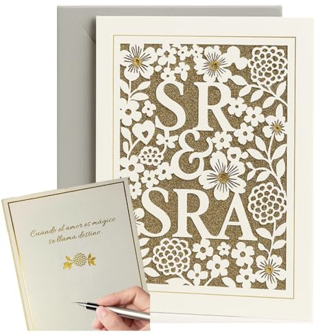 Tarjeta boda felicitacion, Sr&Sra. elegante y clásica, espacio personalizable para dedicatoria, regalos de boda para los novios, regalar dinero boda, sobre dinero boda para novios