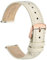 WOCCI 18mm Grace Bracelet de Montre pour Femme, Cuir de Grain Supérieur, Libération Rapide, Boucle Dorée Rose (Beige)