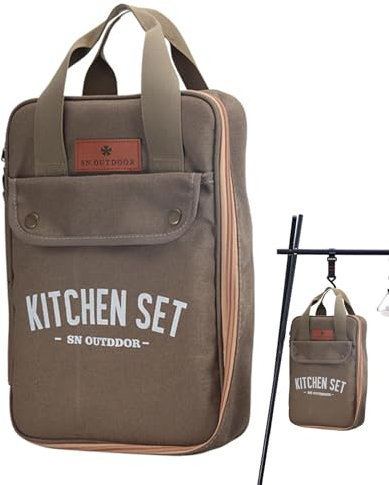 Camping-Utensilien-Set, Kochutensilien-Set - 8-teiliges Camping-Utensilien aus Edelstahl - Kompaktes Kochutensilien-Set aus Metall mit Aufbewahrungstasche, tragbare Küchenhelfer zum Grillen, Outdoor-K