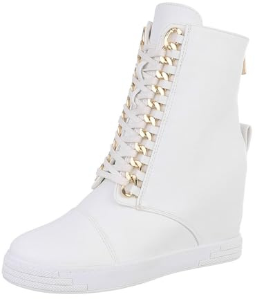 Ital Design Damenschuhe Stiefeletten High-Heel Stiefeletten, 0-583-, Kunstleder, Weiß, Gr. 39
