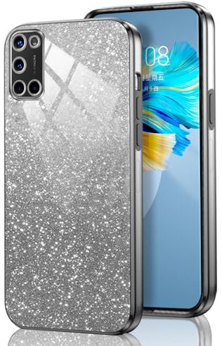 GOGME Glitter Hülle für Oppo A52 / A72 / A92, Galvanisierter Rahmen TPU Handyhülle Funkeln/Transparent Stoßfest Kratzfest Schutzhülle. Schwarz