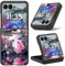 Slim Case for Moto Razr 2024 with Moon Pink Rose Print, Hard PC Shockproof Wireless Charging Cover Women Girls Flip Phone Case for Motorola Razr 50 2024