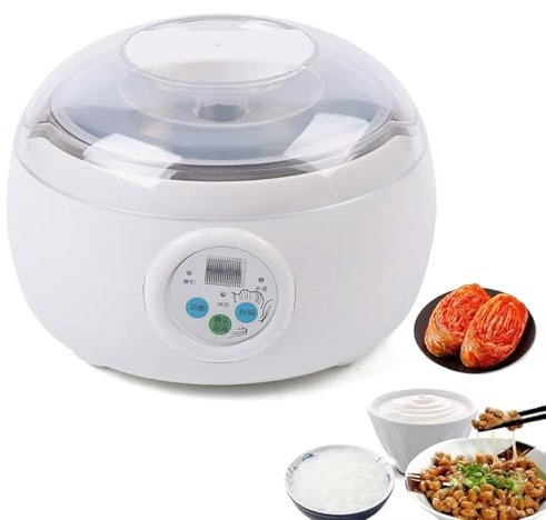 Automatic Yogurt Maker, 1.5L Natto Fermenting Maker with Constant Temperature Control, Timer, 3 Functions Stainless Steel Inner Pot Fermenter, for Yogurt, Rice Wine, Natto, Fruit Vinegar, Kimchi