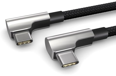 0,2m USB C auf USB C Kabel, 100W Power Delivery 20V/5A PD 3.0 Schnellladekabel, 10 Gbps - USB 3.2 Gen2x1 Highspeed Datenkabel, 2 elegante 90° Winkelstecker, schwarz