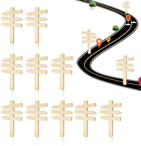 SHENGYIG 10 Pièces Panneaux Flèches en Bois Miniatures - Flèches de Jardin Personnalisables à Dessiner et Écrire - Idée Cadeau Créatif et Artistique pour Jardin Miniature, pour Jardin Féerique et