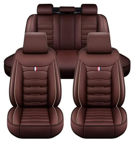 LICOME Autositzbezüge Set für VW Touran 1.Gen (1T) 2006-2015 5-Seats, Auto Leder Sitzbezüge, Allwetter Wasserdicht Schonbezüge Kompletter Satz Vordersitze Rückbank Sitzauflag,E Coffee