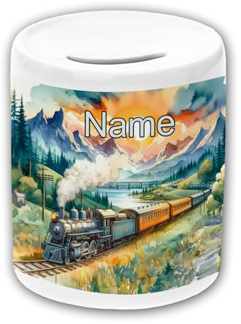Maus-Design Keramik Spardose personalisiert mit Name, Zug | Schriftartwahl