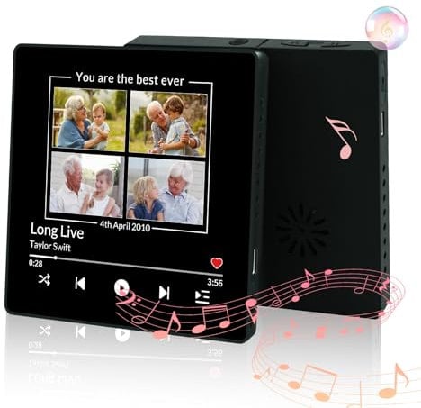 Personalised Music Fridge Magnet with Voice Recorder, Custom Spotify Song Photo Frame, Playable Magnetic Gift for Couples, Wedding, Anniversary, Birthday, Mum, Dad, Grandma, Grandpa (Style 4)