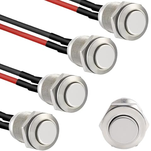 4 Stücke wasserdichte Drucktaster Verriegelung Druckschalter Edelstahl Taster EIN Aus 12mm 2A/12V/24V/125V/250V mit Draht