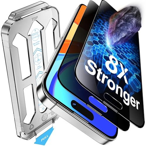 Tentoki 2 Pack for iPhone 15 Pro Screen Protector Privacy 6.1-inch,Compatible With Face ID, 25°Anti Spy,9H+ Military-Grade Protection Tempered Glass Film,[Auto Dust Elimination] [No Bubbles]
