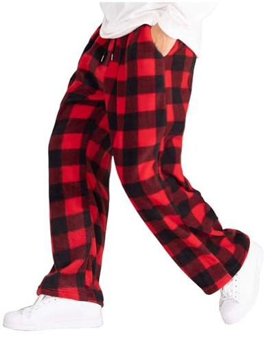 Vhersily Herren Casual Plaid Hose Haushose mit Karo Druck Jogginghose mit Kordelzug und gerader Schnitt Beliebt im Freien, Clubwear, weich und bequem, Geschenke für Unisex
