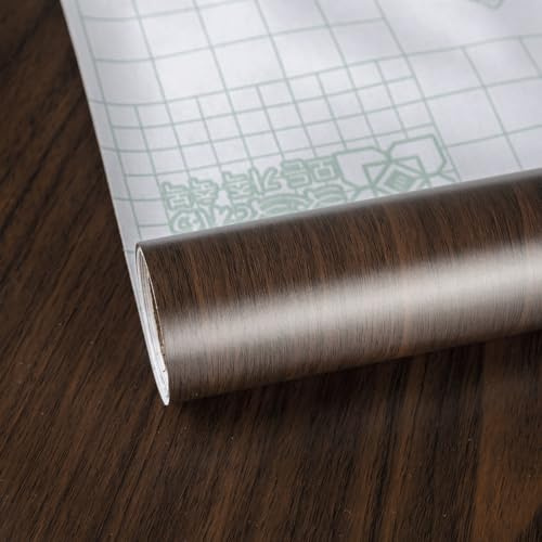 TOTIO Film adhésif en grain de noyer pour meubles - Papier peint marron foncé - 60 cm x 3 m - Mat - Épaississement - Étanche - Autocollant mural en vinyle - Pour porte, bureau, magasin, maison