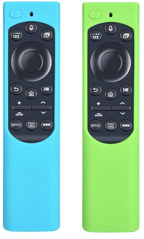 WKOLF Juego de 2 fundas de silicona para mando a distancia Samsung QLED Series Q60A Q70A QN800A Q80A QN90A QN85A Series 2021/2022 Models (silicona, azul brillante y verde brillante)