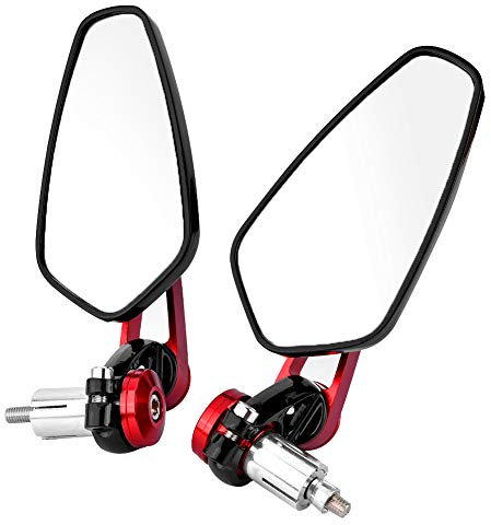 Qiilu 7/8 Zoll 22 mm Rückspiegel und Lenkerendkappen Universal Motorrad Aluminiumlegierung 1 Paar (rot)