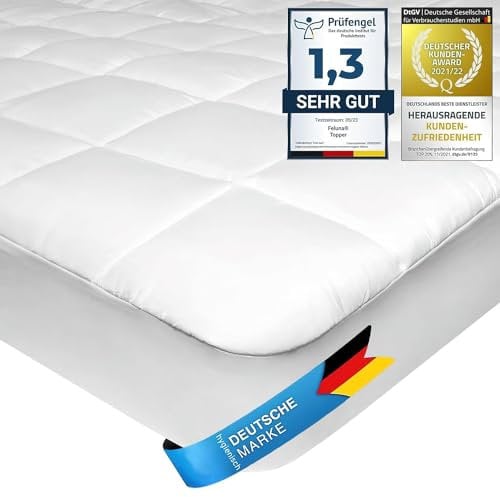 Feluna Mikrofaser Matratzen-Topper gepolsterter Matratzen-Auflage - Matratzenschoner Unterbett Microfaser-Polyester-Schoner mit Soft-Touch; 100 x 200 cm Weiß