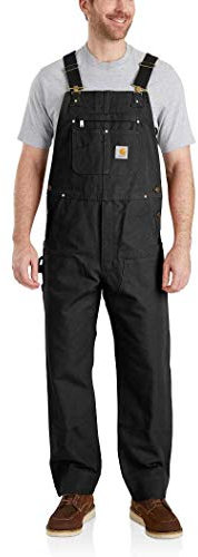 Carhartt Salopette In Tessuto Duck, Vestibilità Comoda, Uomo, Nero, 42W / 30L