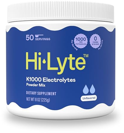 Hi-Lyte K1000 Electrolytes Powder Mix Unflavored, No Stevia & Unsweetened, Perfect for Keto & Performance, 50 Servings