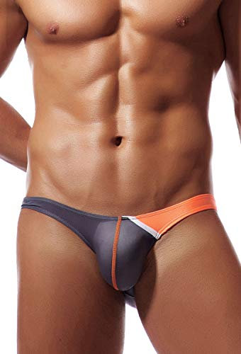 Newsywell Hommes Ice Silk Soie Glacée Micro Bulge Pouch Bikinis Triangle Taille Basse Slip Stretch Briefs sous-vêtements Gris Grand