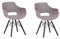 SAM 2er Set Schalenstuhl Lea, Taupe, ergonomisch geformte Sitzschale aus Kunststoff, bequemer Esszimmerstuhl im Retro-Design, schwarzes Holzgestell