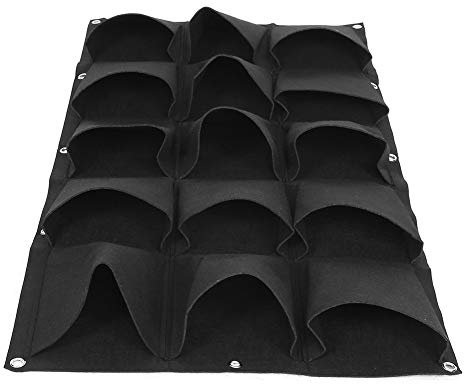 Ymiko Fioriera da giardino pensile verticale con supporto per piante da parete per decorazione da interni, nera(15 Pockets)