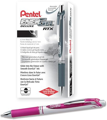 Pentel EnerGel XM BL77 Gelschreiber mit Druckmechanik, magenta (12 Stück)