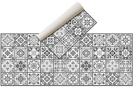 Alfombras Vinilicas Hogar 200 x 80 Negro/Gris - Alfombra Vinilica Cocina Resistente y Antitropiezos - Alfombra Cocina Lavable Antideslizante para Interior/Exterior - Alfombras de Vinilo Esponjosas