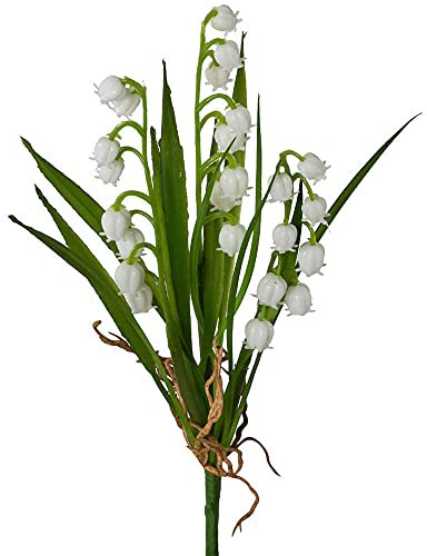 matches21 Maiglöckchen Maiglöckchenbündel Kunstblumenstrauß Frühlingsblumen künstlich weiß 1 STK 23 cm