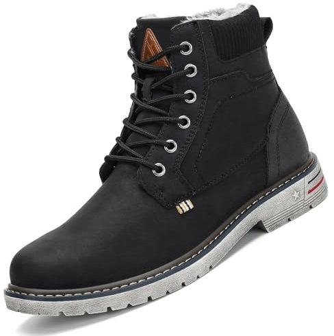 Mishansha Scarpe Uomo Invernali Stivaletti Donna Invernali Scarponcini Invernali con Pelo Comode Stivali Invernali Nero 56,GR.43