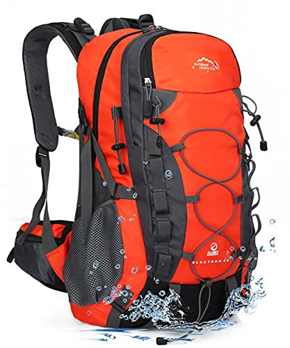 INOXTO Wanderrucksack, 35 L/40 L, leichter Wanderrucksack mit wasserdichtem Regenschutz, Camping-Rucksack für Reisen, Camping, Outdoor, Herren und Damen (40 L, Orange)