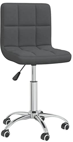 vidaXL Esszimmerstuhl, Essstuhl Drehbar Höhenverstellbar, Küchenstuhl Stuhl mit Rollen Rückenlehne, Polsterstuhl Drehstuhl Esszimmer, Dunkelgrau Stoff