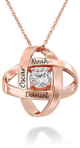 MyNameNecklace MYKA – Collier Éternel Gravé avec Zircone Cubique – Nom de Charme Pendentif - Personnalisé Bijoux Cadeau Pour Femme, Elle - Cadeau De Maman - Cadeau De Noël (Plaqué Or Rose 18ct)