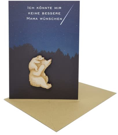 Woodland Mail Ich könnte mir keine bessere Mama wünschen - Geburtstagskarte für Mama oder Muttertagskarte mit Holzbären auf der Vorderseite.