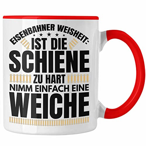 Trendation - Weiche Lokführer Tasse Geschenk Eisenbahner Spruch Lokomotive Geschenkidee Eisenbahn Modelleisenbahn (Rot)
